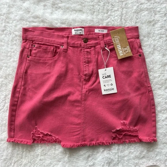 Kensie Jeans Vintage Lux Hot Pink Denim Mini Skirt